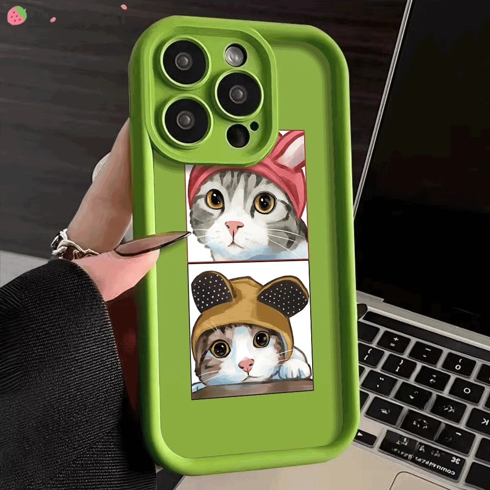 Stoßfeste Handyhülle für iPhone 16 15 14 13 12 11 Pro Max XS XR X 14 15 16 Plus 12 13 Mini Lustige Cartoon-Katze Silikonhülle – Detail 8