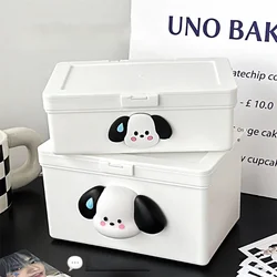 White Flip Cover Storage Box Card Out Hand Account Material Dust-Proof Storage Desktop Stationery Organizing Box