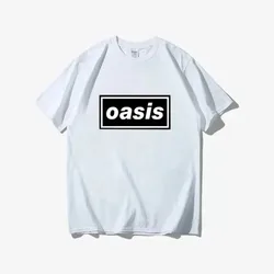 Camiseta informal con estampado de logotipo de Oasis para hombre y mujer, camisa de manga corta de algodón con cuello redondo, ropa deportiva de calle, verano 2024