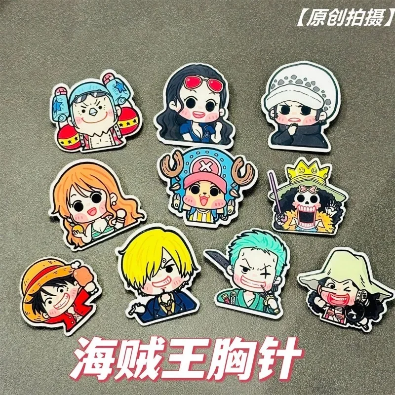 원피스 카와이 만화 Luffy Zoro Choba Usop 만화 아크릴 브로치 옷 schoolbag 귀여운 학생 배지 장식 도매