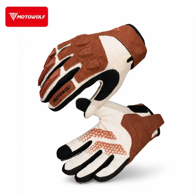 Motowolf Motorcycle Gloves Summer Breathable Lightweight Motorbike Riding Gloves Touch Screen Anti Slip Full Finger for Men