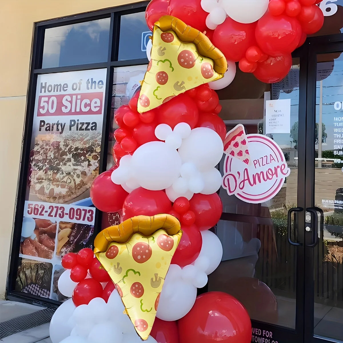 مجموعة بالونات من فيلم البيتزا المصنوعة من الألومنيوم مكونة من قطعتين - قطعة أثرية أساسية لتزيين المطاعم/الاحتفالات أعياد الميلاد! #4