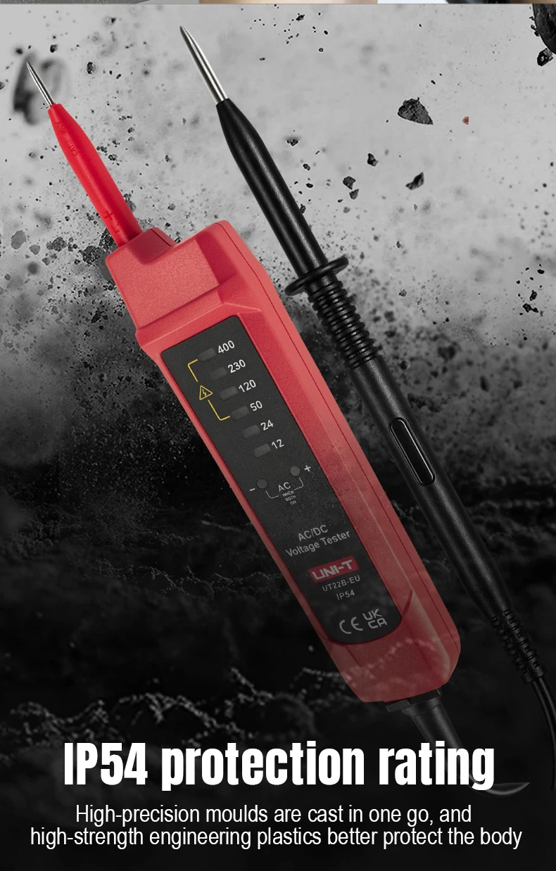 UNI-T UT22B-EU Spannungsanzeiger AC/DC Digital-Voltmeter Spannungsmessgerät Phasenfolge-Kontinuitäts-Multimeter – Detail 3