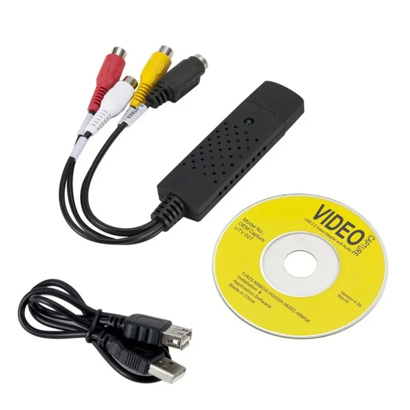 USB Video Audio Capture Card Adapter USB 2.0 to RCA VHS to Digital Converter VCR TV to Digital Converter Support Windows 7/8/10