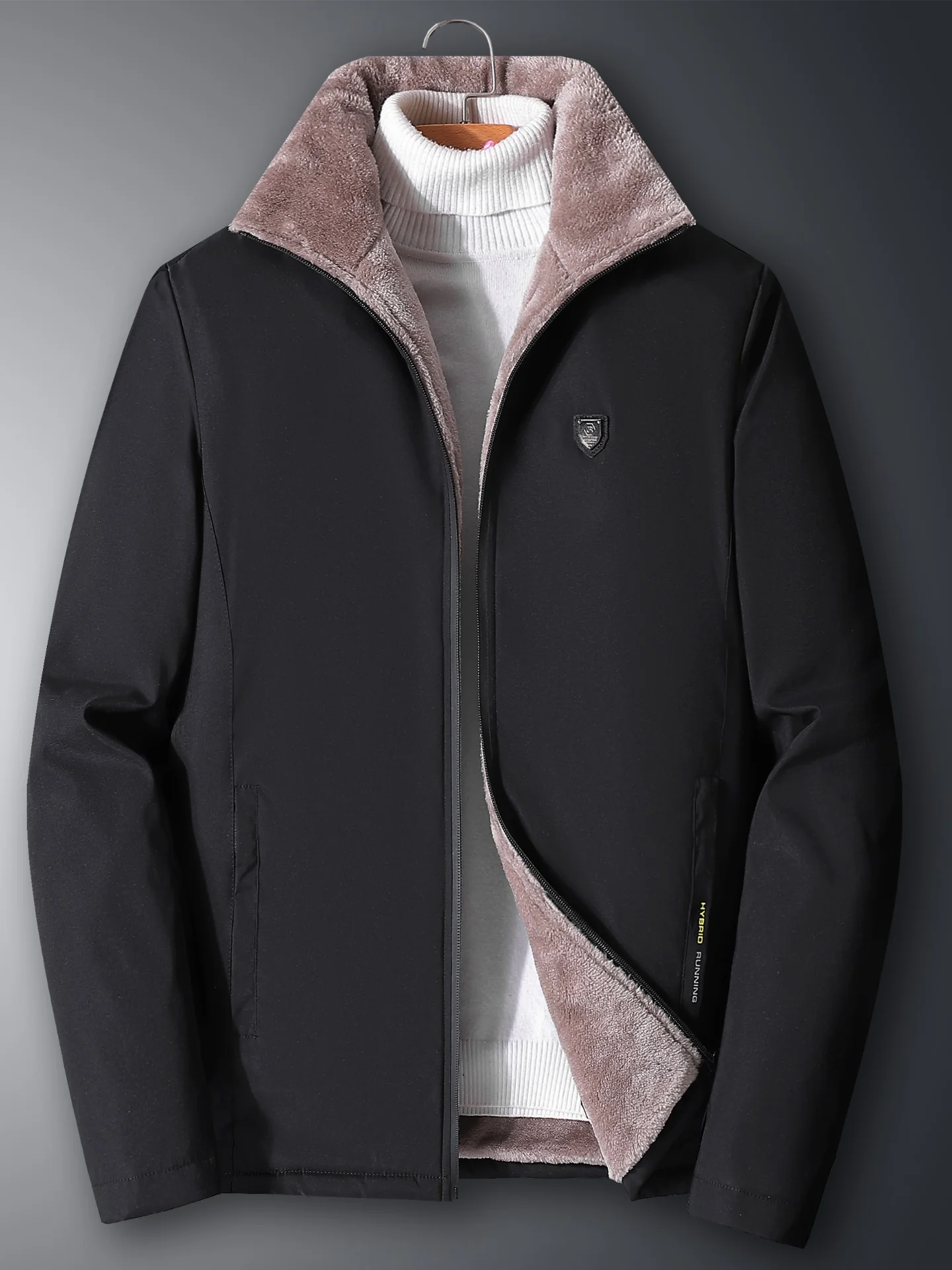 

Утепленная мужская хлопковая куртка с воротником-стойкой из овечьего бархата, осенне-зимняя теплая верхняя одежда, повседневная деловая одежда для джентльменов