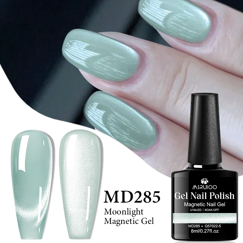 MSRUIOO 8 مللي طلاء أظافر جل مغناطيسي على شكل قطة ضوء القمر وردي فضي أصفر أخضر شبه شفاف UV جل LED تصميم Vanrish مانيكير