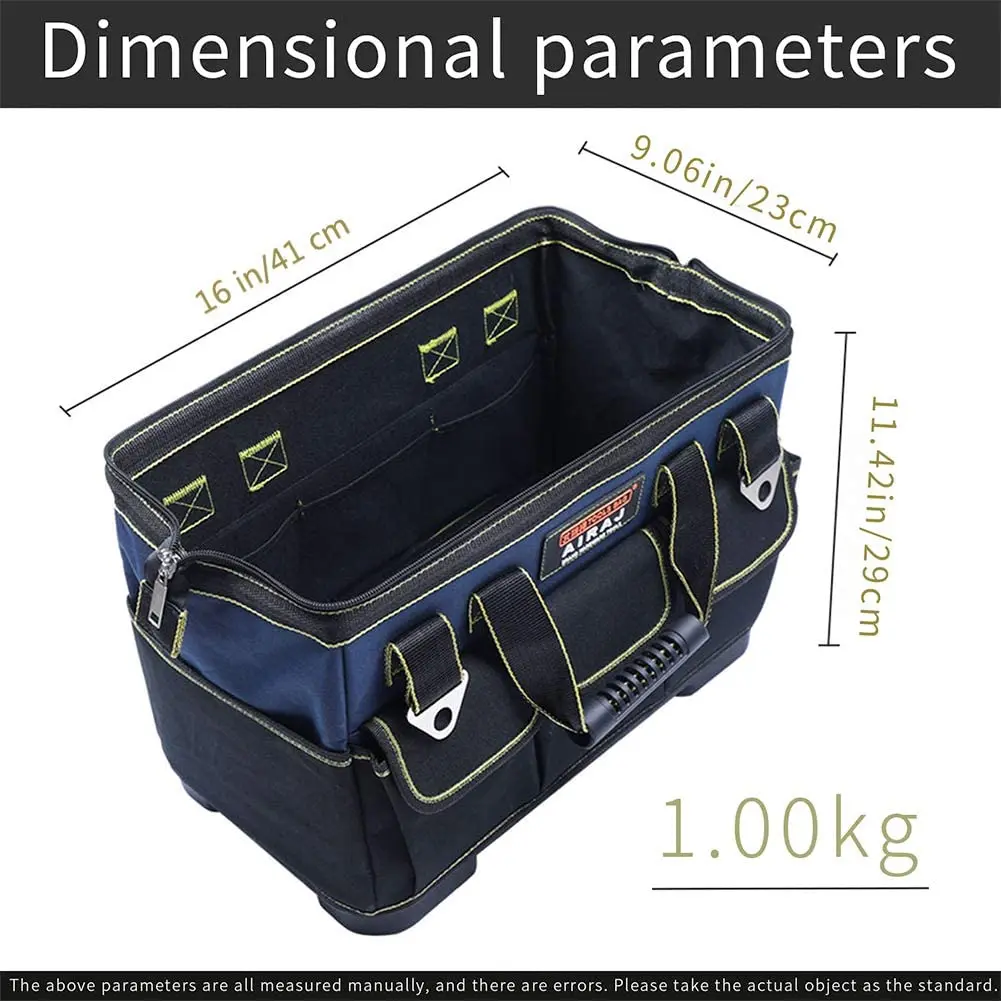 Imagem -03 - Airaj-bolsa de Ferramentas Impermeável com Alça Ajustável Dobrável Resistente ao Desgaste Durável Eletricista