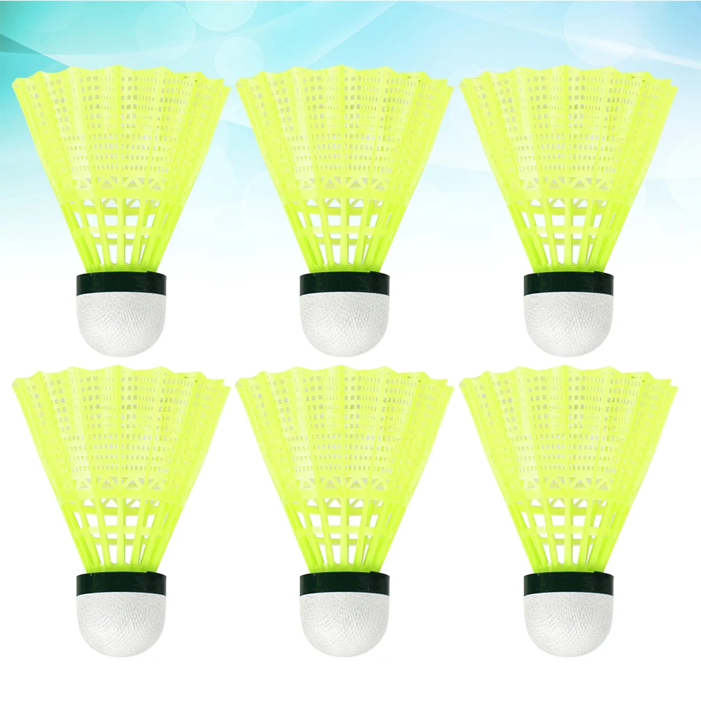 

6pcs Badminton Shuttlecocks Durable Premium Material Yellow Color Playing School Child Fitness Sport
