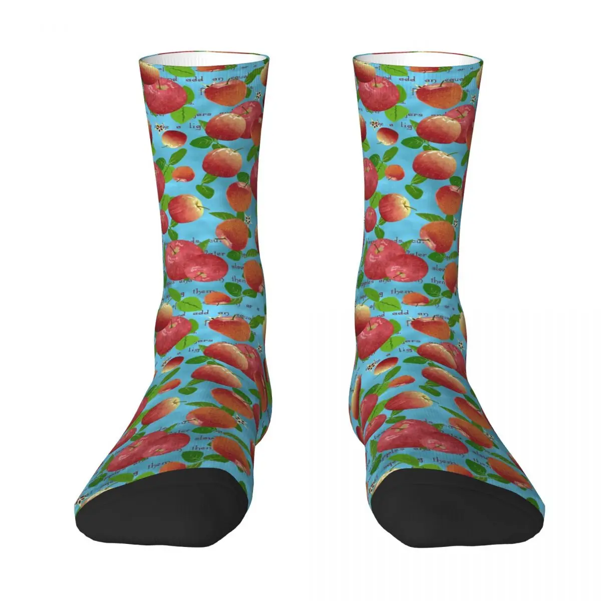 Calcetines de media caída con manchas cian y receta de gelatina de manzana, medias súper suaves Harajuku, calcetines largos para todas las estaciones, regalos de Navidad Unisex