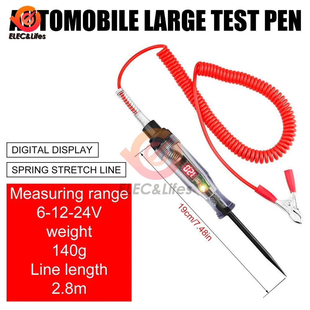 High Quality Auto Circuit Tester Truck Voltage Tester Circuit DC 6V 12V 24V Auto Circuit Tester Auto Diagnostic Probe Test Pen