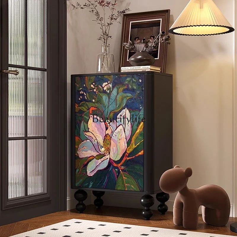 

ls 42Modern minimalist Nordic plant art solid wood living room locker bedroom bedside cabinet