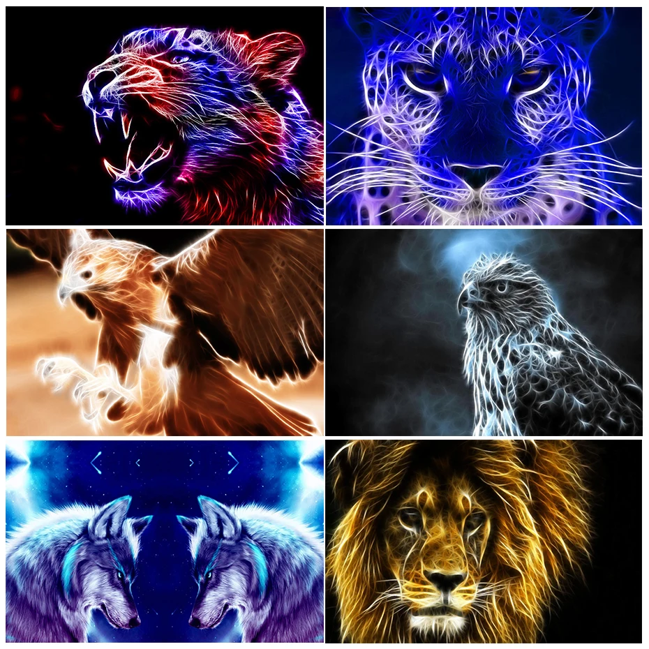 Abstract Luminescence Animal Lion Leopard Wolf Posters and Prints Originality Canvas Painting Wall Art Pictures for Living Room