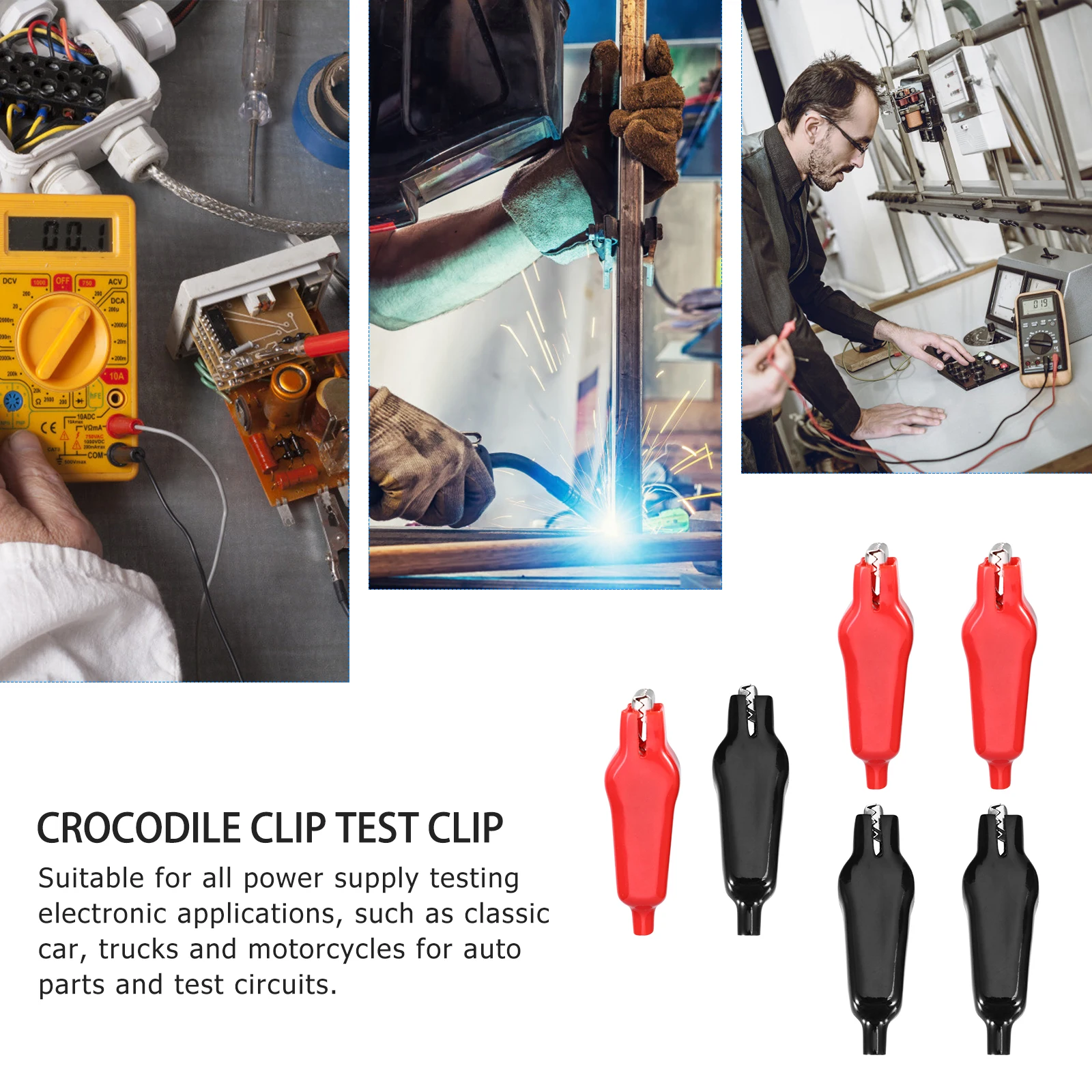 8 pçs crocodilo braçadeira jacaré clipe conector teste banana segurança abs cabo chumbo duplo isolamento cobre abs uso longterm