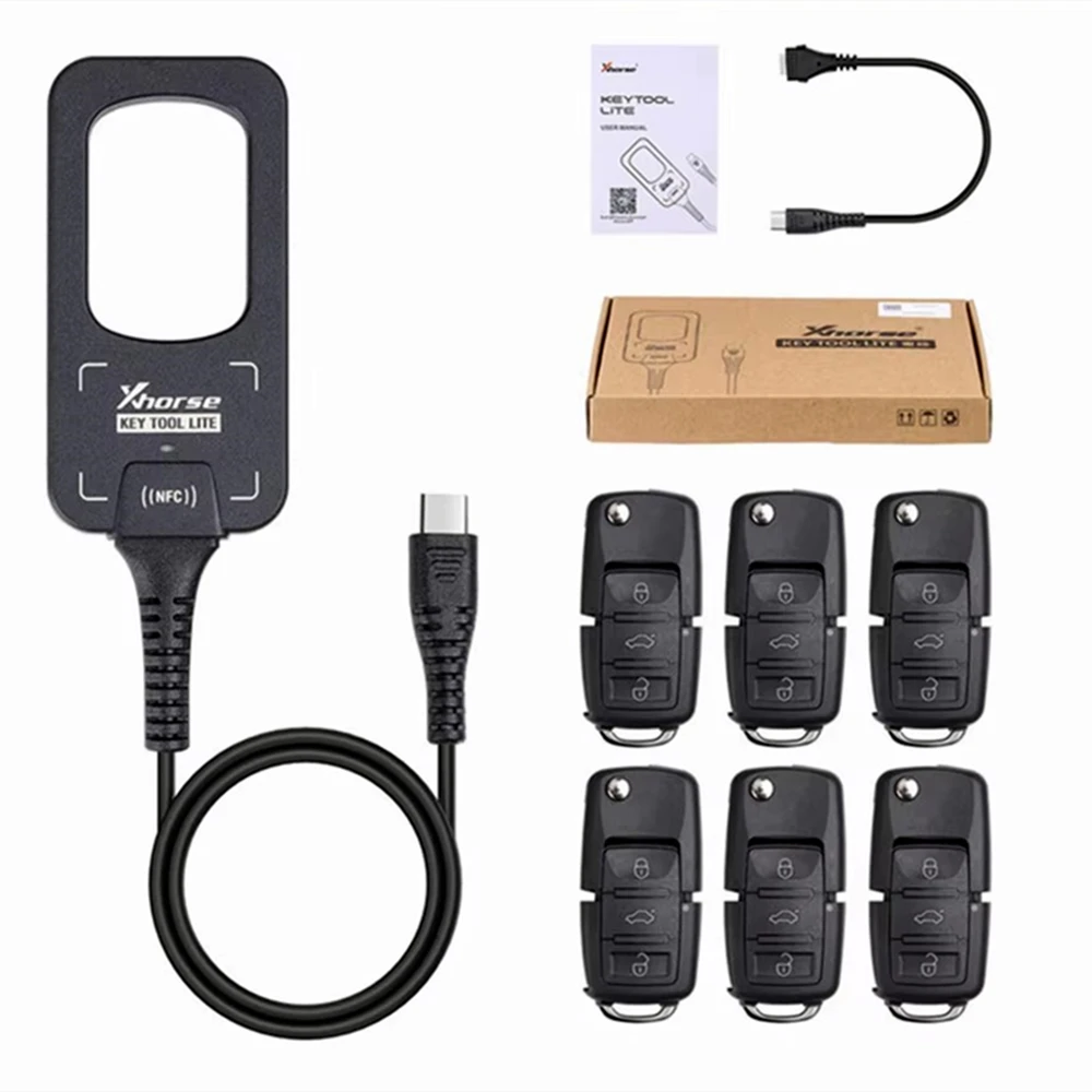 1SET Xhorse VVDI Bee Key Tool Lite Generate Transponder Remote Detection with 6PCS B5 XKB501EN Wired Remotes Key for Choice