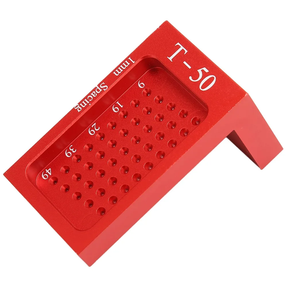 Practical Aluminum Alloy T Type Ruler Mini Size Metric Scale Marking Gauge Red Hole Measuring Design Woodworking Scriber