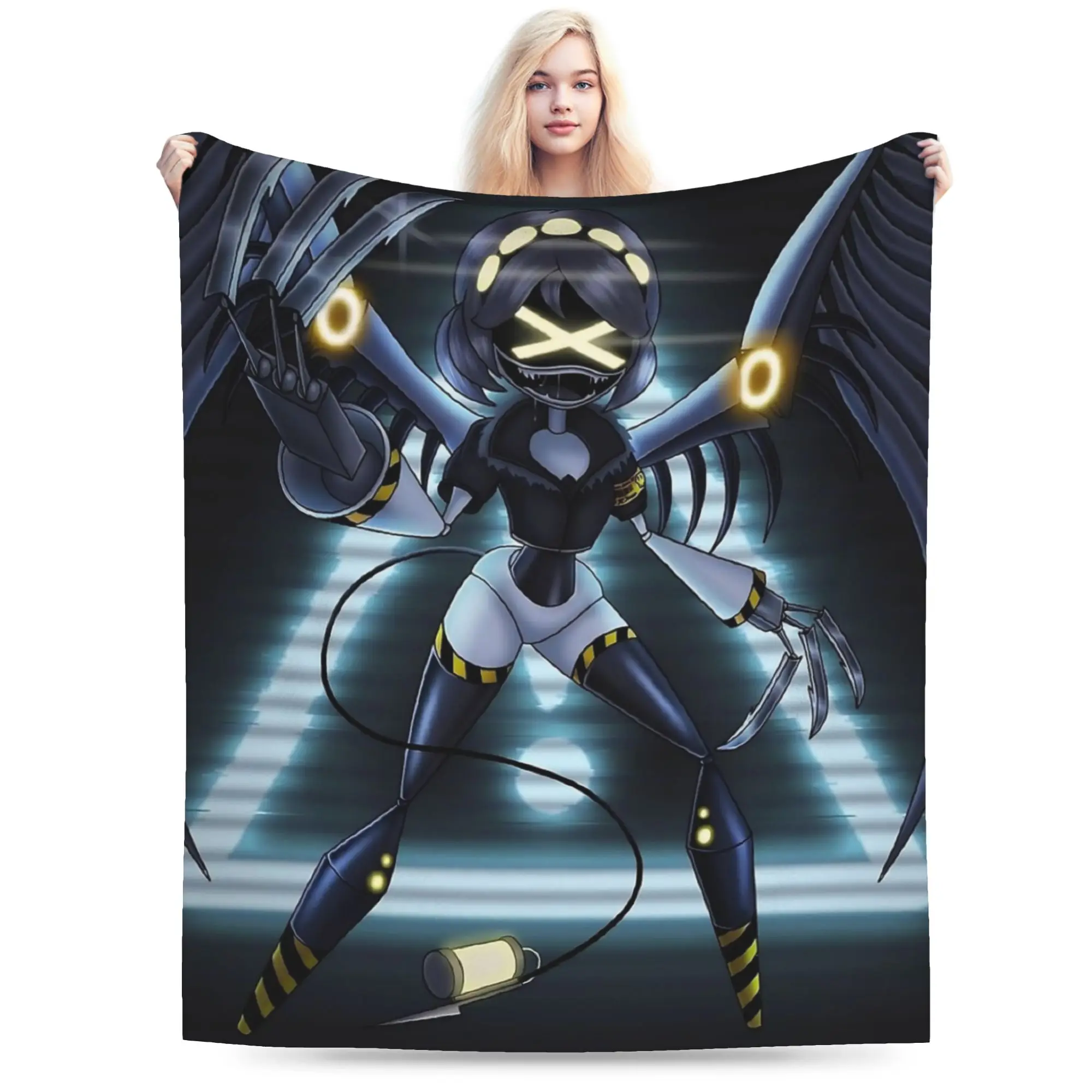 Super Soft Murder Drones TV Series Throw Blanket Premium Flannel Fleece Lightweight Uzi Robot Bed Blanket Super Cozy Bedspread