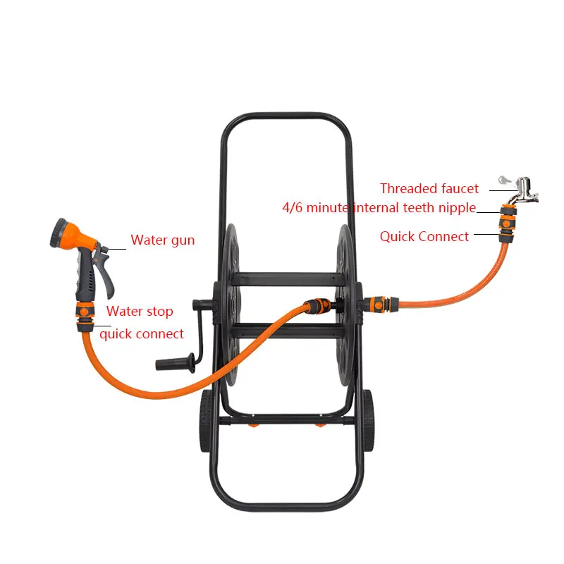 New Upgrade Guide Rail PP Hose Reel With Portable Handle Garden Easy to Retractable Car Pet Washing Water Hose Reel Sets