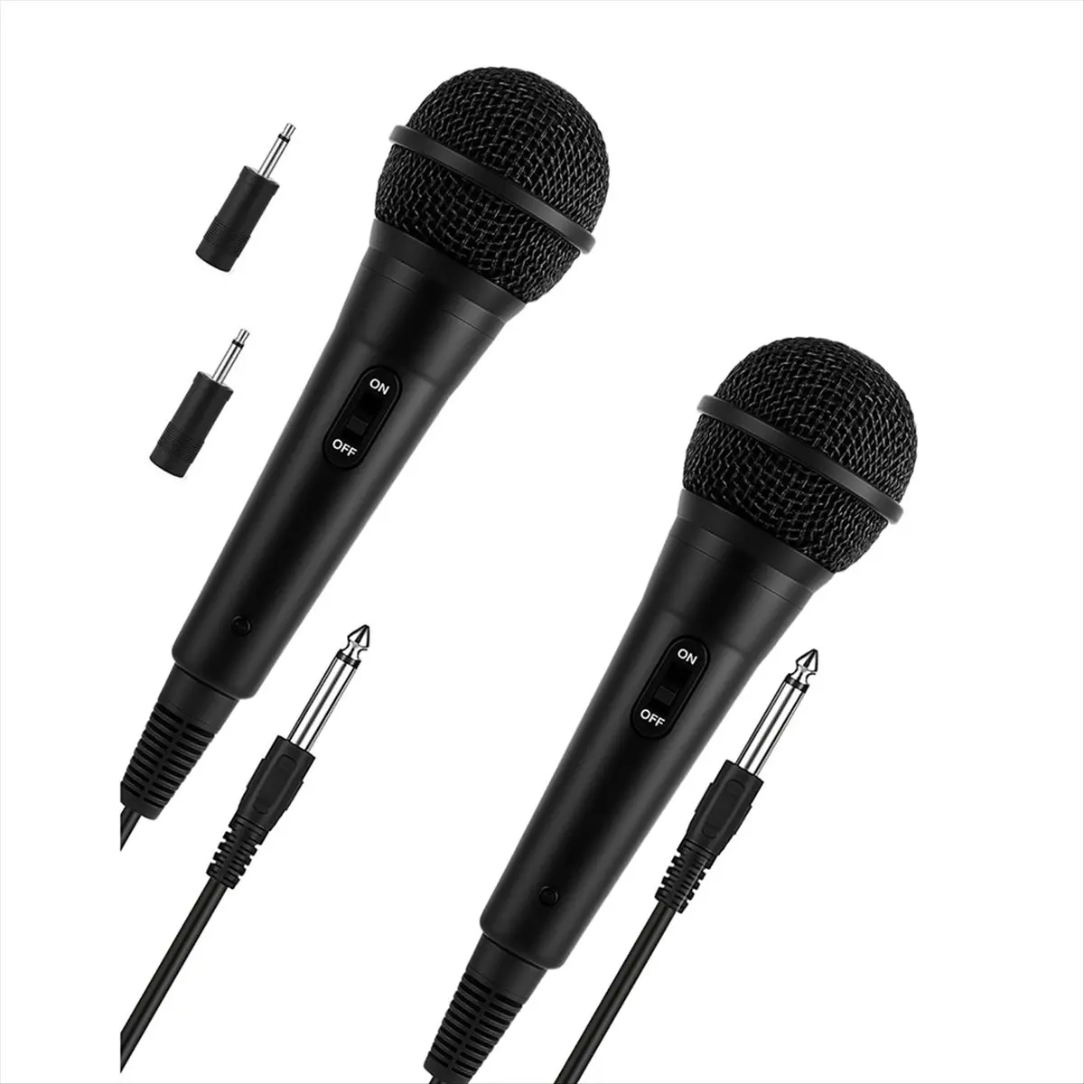 A48U 2 Pack Wired Microphone for Singing Dynamic Cardioid Mics with 1/4inch to 3.5mm Adapter for PA Systems, Public Speaking