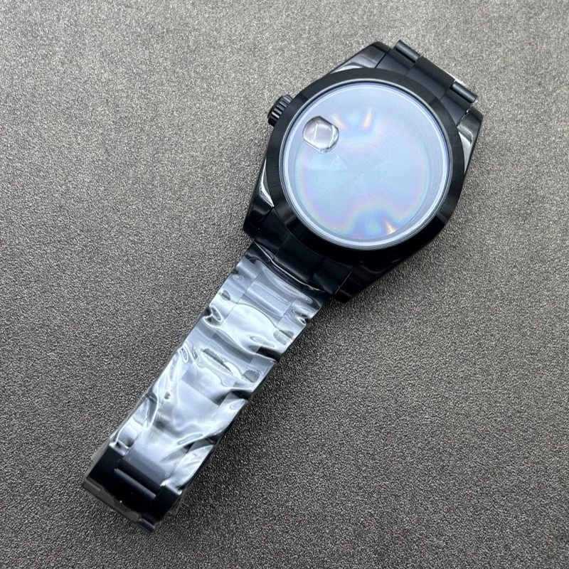 36/39 مللي متر لـ Oyster Perpetual حافظة من الفولاذ المقاوم للصدأ حزام مجموعة كاملة من حافظة مستديرة شطبة سوداء لحركة NH35/36