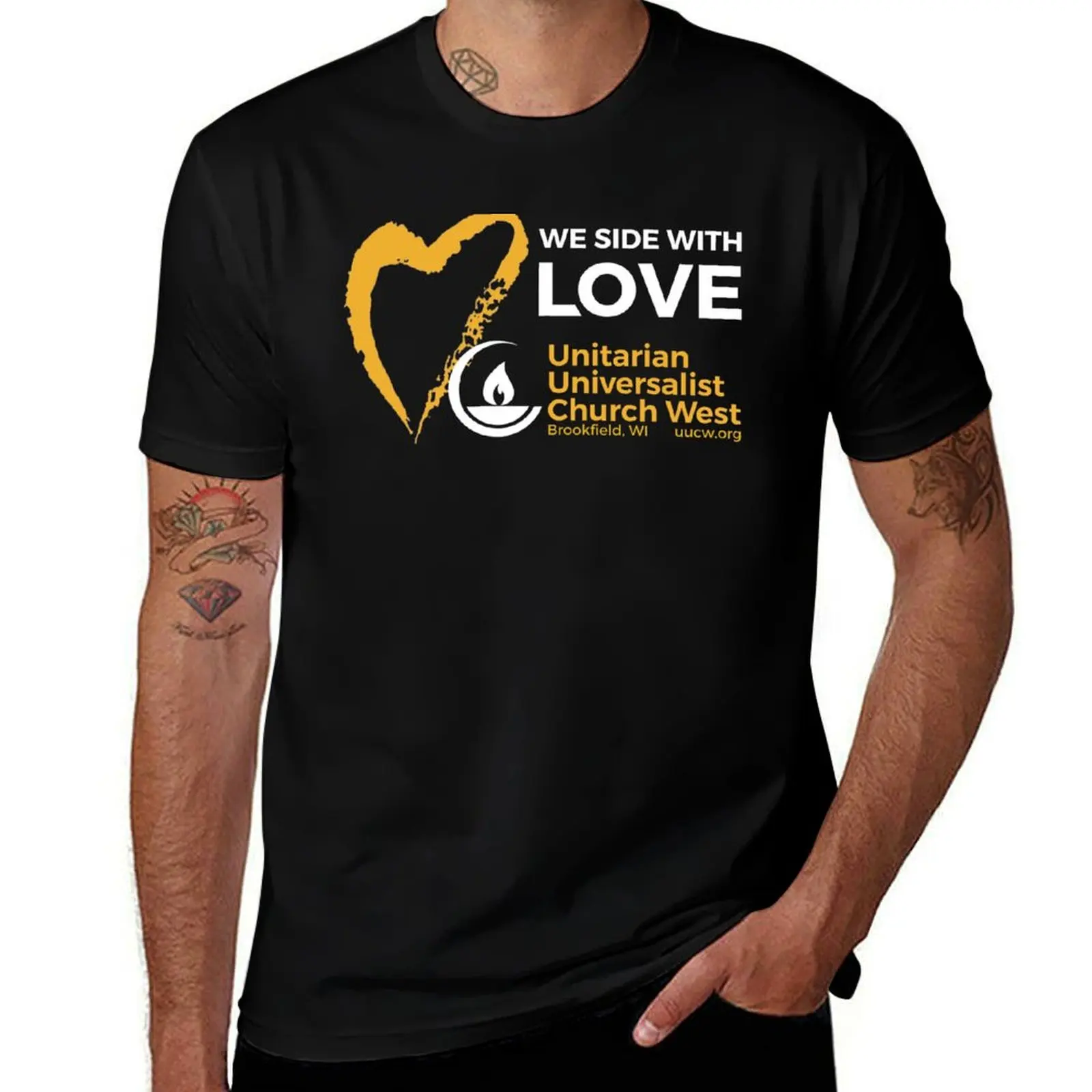 

We Side With Love (yellow & white on black) T-Shirt t shirt man luxury t shirts for man graphic vintage