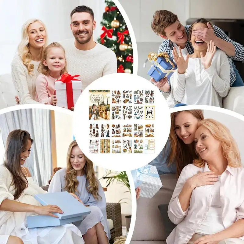 레트로 공예 사진용 저널링 스티커 북 스크랩북 스티커, 패션 소녀 성인 스티커 북 스크랩북 장식 스티커