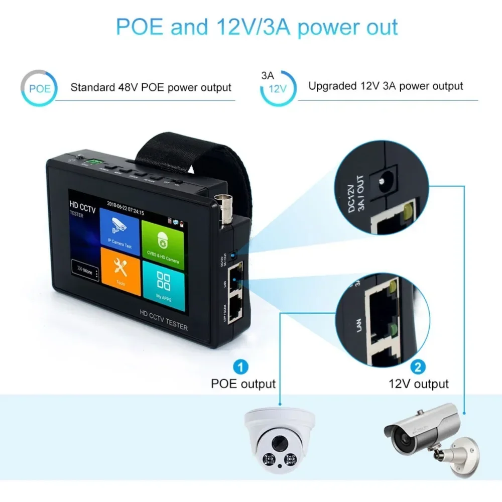 CCTV Tester 4inch IPC1800plus 5-IN-1 TVI AHD CVI Analog IP CCTV Camera Tester Video Audio Test PTZ Security Tester Monitor