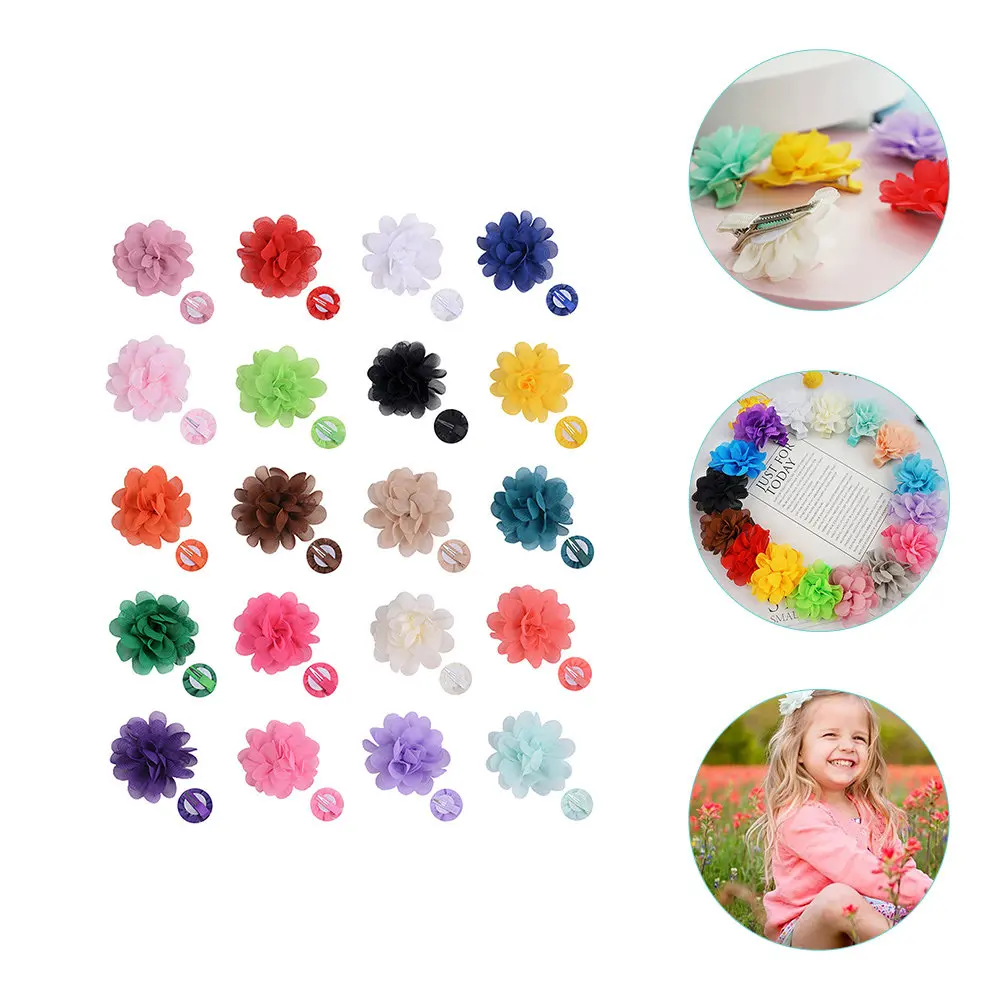 

20Pcs Flower Hair Clips Chiffon Hair Accessories Barrettes Birthday Christmas Party