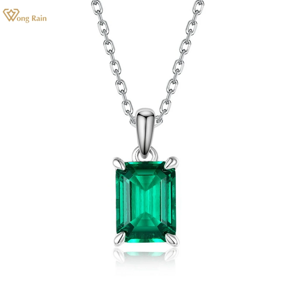 

Wong Rain Vintage Solid 925 Sterling Silver Emerald Cut 6*8 MM Emerald Gemstone Pendant Necklace Fine Jewelry Gifts Wholesale