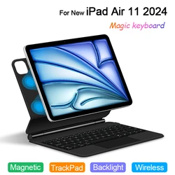 Magiczna klawiatura z podświetleniem touchpadu dla nowego iPada Air 6th Gen M2 Air 11 Cal 2024 A2902 magnetyczna inteligentna obudowa bezprzewodowa klawiatura arabska