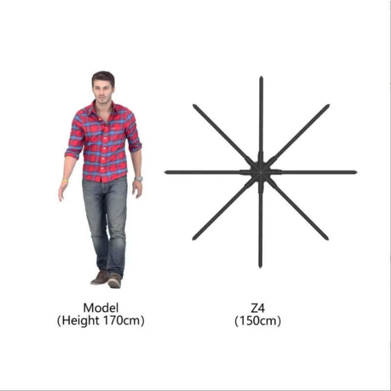 2 meters large size naked eye projection fan commercial performance exhibition animation outdoor stereoscopic 3D holographic