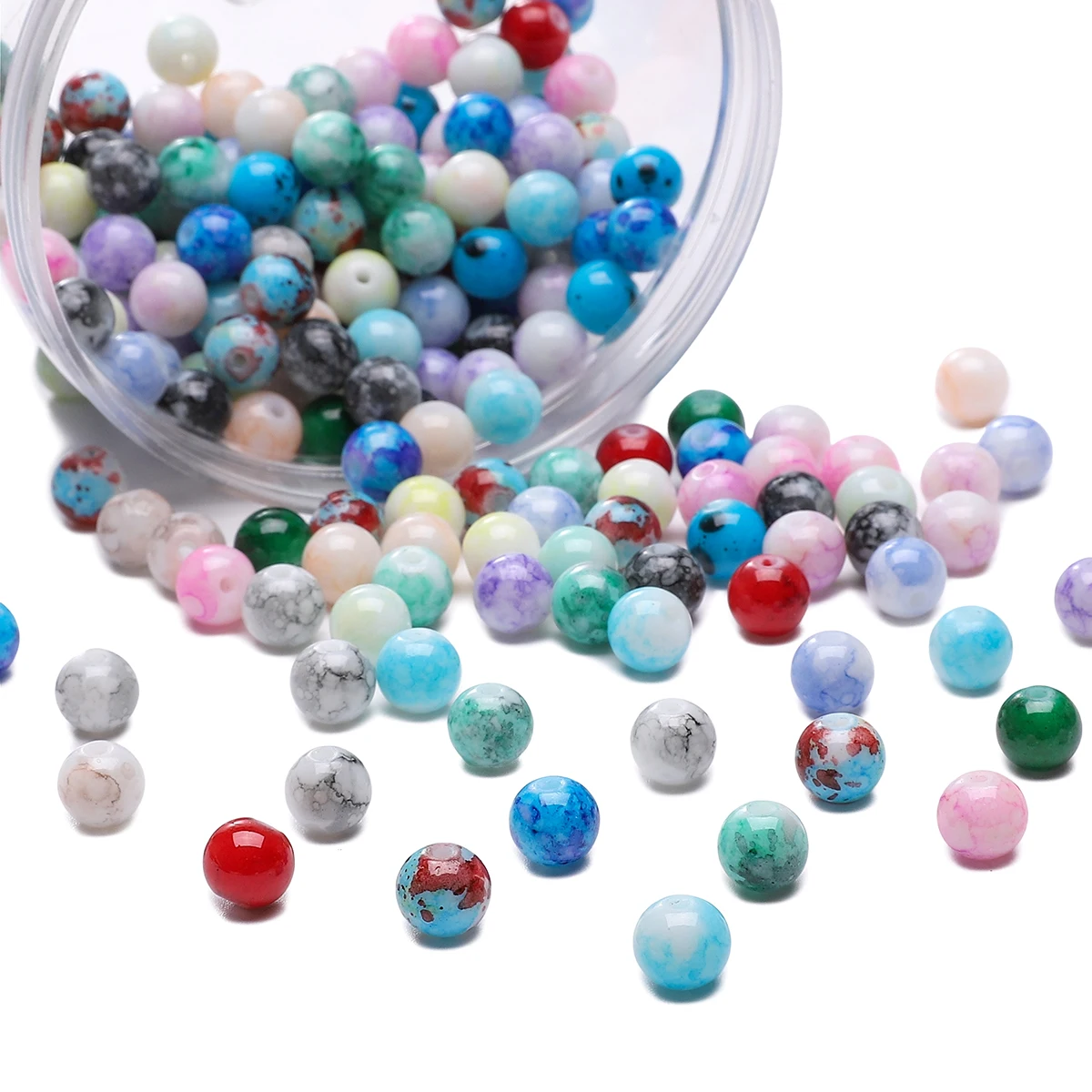 8mm 30Pcs Glass Halo Dyed Ceramic Beads, Unique Loose Beads, Handmade DIY Jewelry Bracelets, Earrings, Accessory Materials