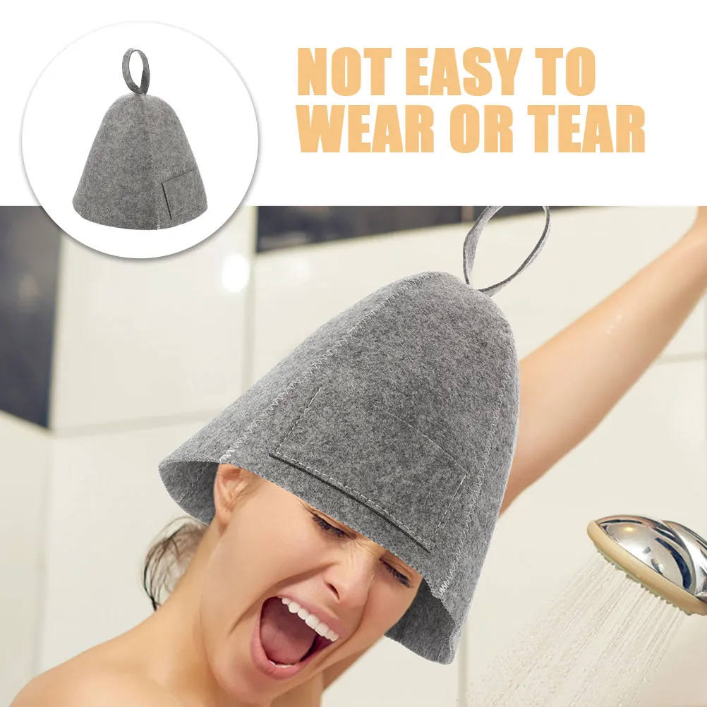 

1pcs Felt Sauna Hat For Women Portable Lightweight Reusable Bathing Cap Sauna Room Hat Shower Accessories Bath Supplies