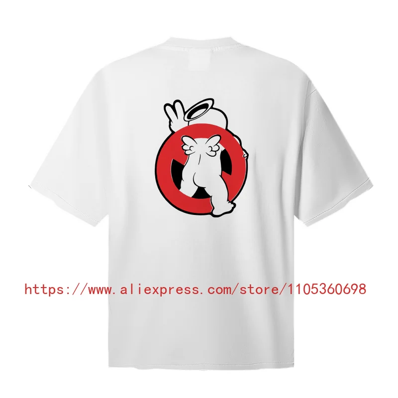 New Arrival SAINT Men's T-Shirt Funny Peace Gesture Ghost Graphic White Street Casual Tee Top Fast Delivery