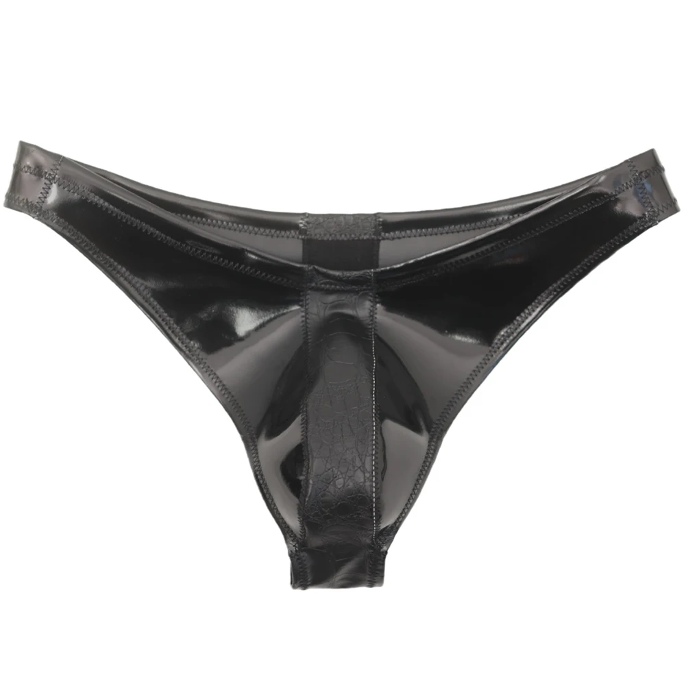 Men Latex Ammonia Shiny Brief Splicing Faux Leather Sexy Mens Accessories Underwear Tight Gay Very Hot Lingerie Men's Clothing