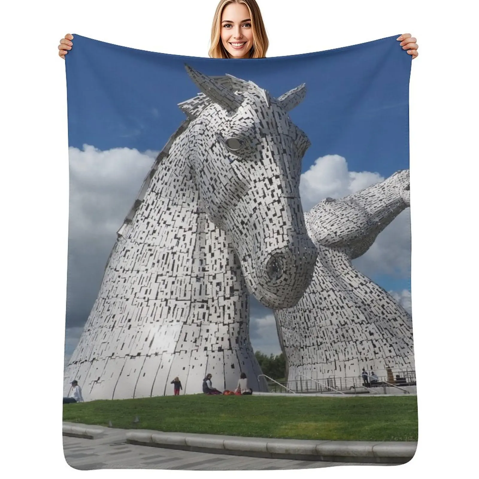 The Kelpies , Helix Park , Falkirk Throw Blanket Ultra Soft Flannel Fleece Blanket for All Seasons