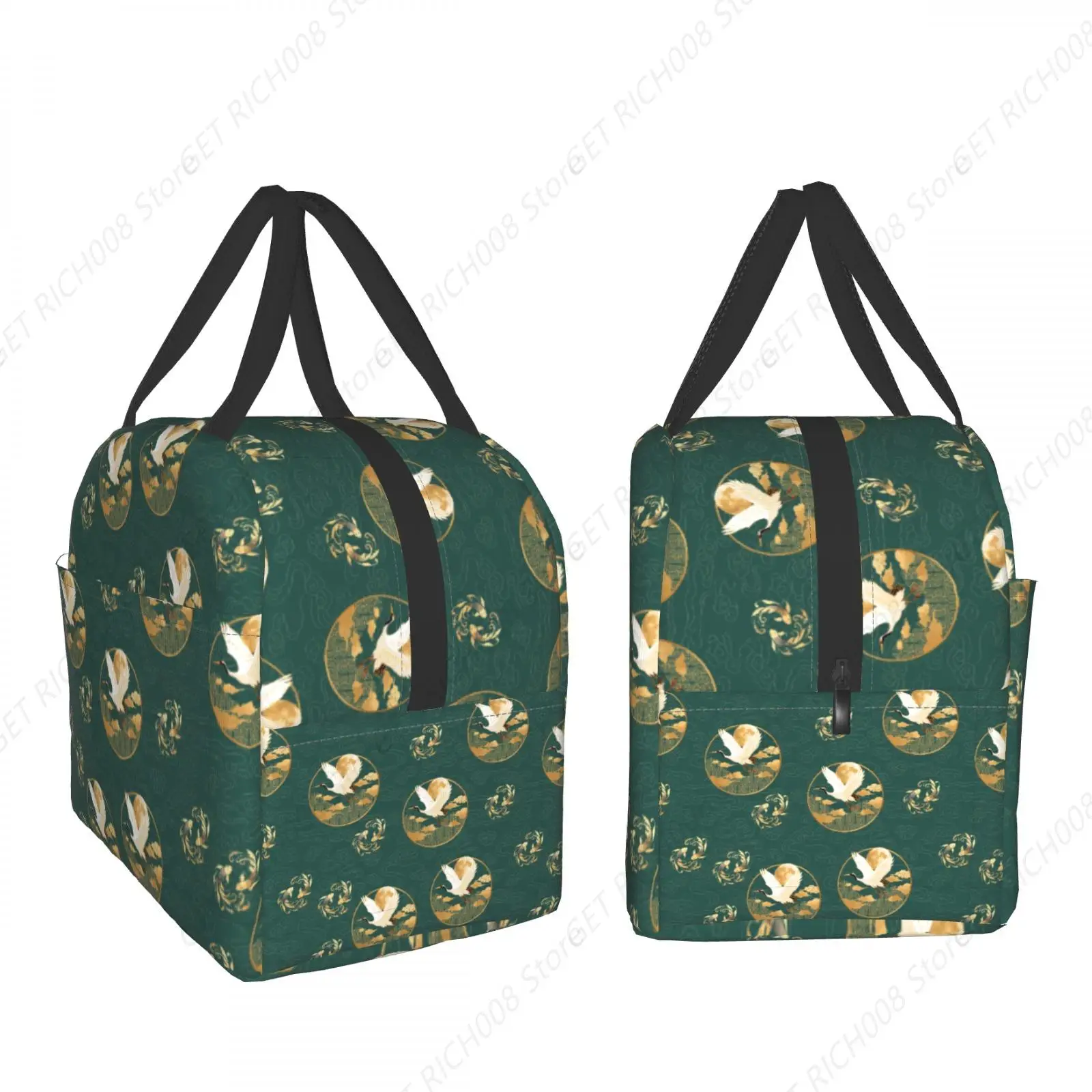 Sac à déjeuner grue élégant pour femmes, boîte à déjeuner isolée réutilisable pour adulte, fourre-tout pour voyage, travail de pique-nique