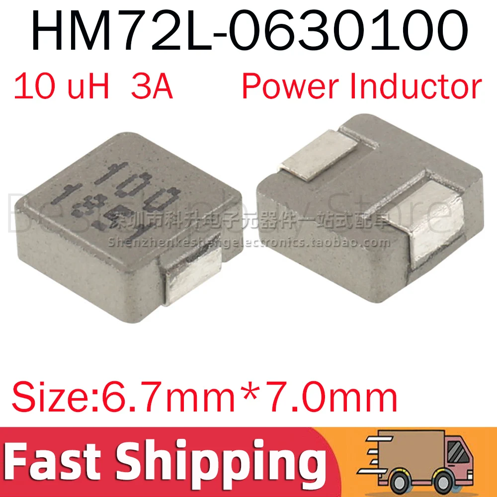 5pcs HM72L‑0630100LFTR SMD Molded Shielded Power Molding Inductor 10uH 0630 3A Surface Mount Choke Coil for PCB DC‑DC Power