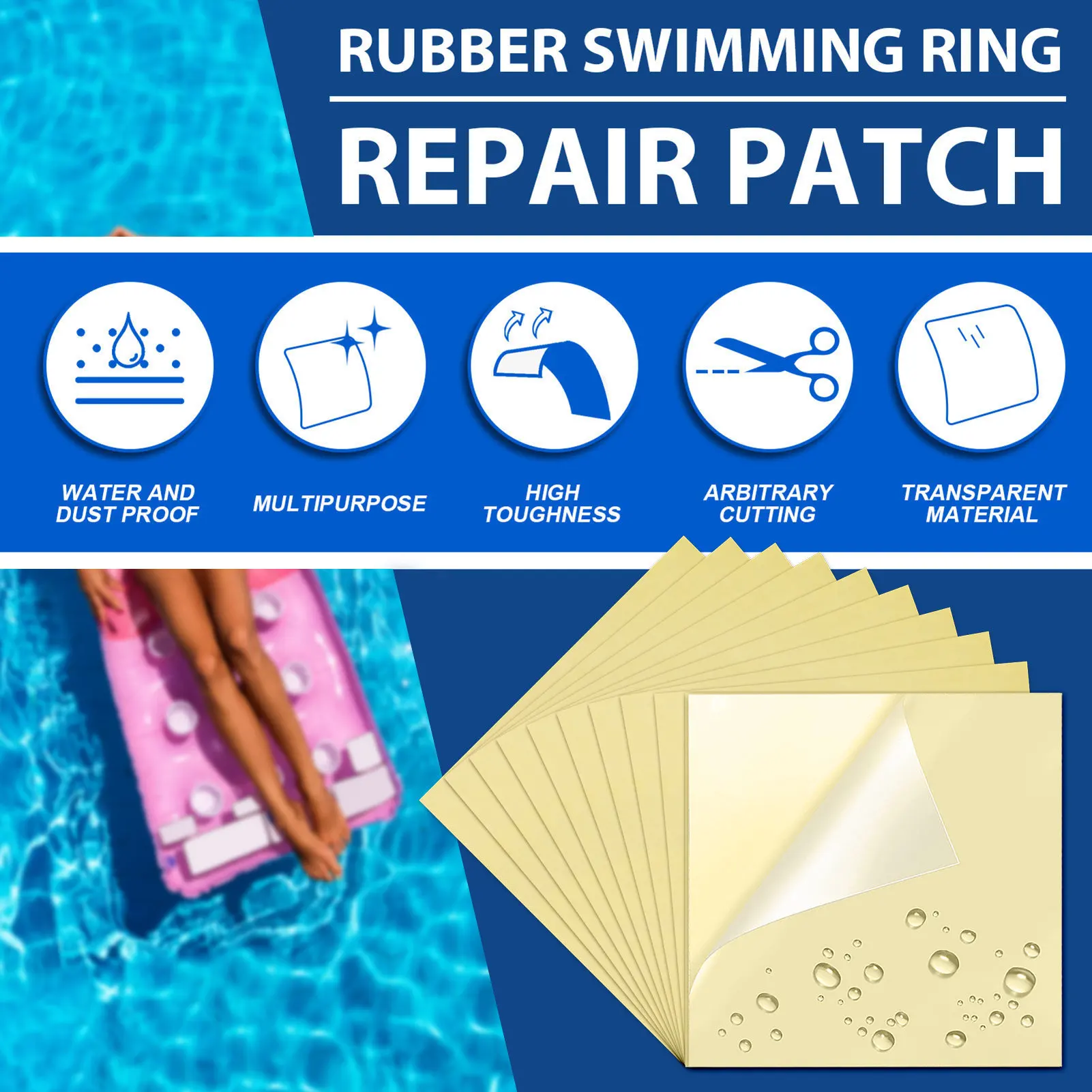 Iatable Pool Patch Repair Kit Air Mattress Patch Waterproof  PVC Repair Hole Patch Sticker Tape For Tent Yoga Ball Kayak