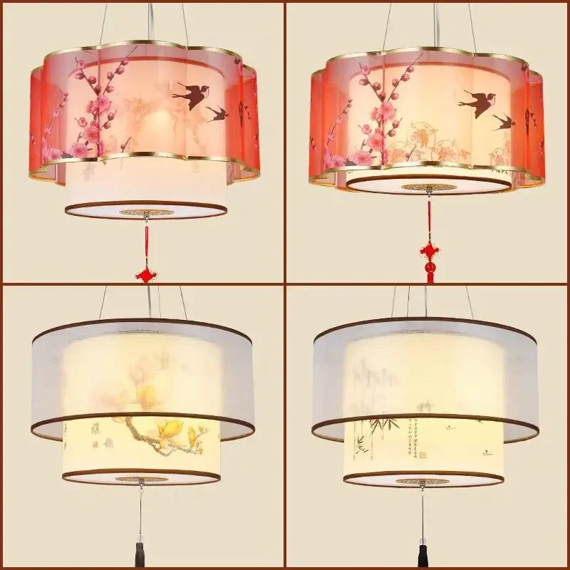 Sheepskin lamp LED hotel teahouse antique Chinese style private room lamp