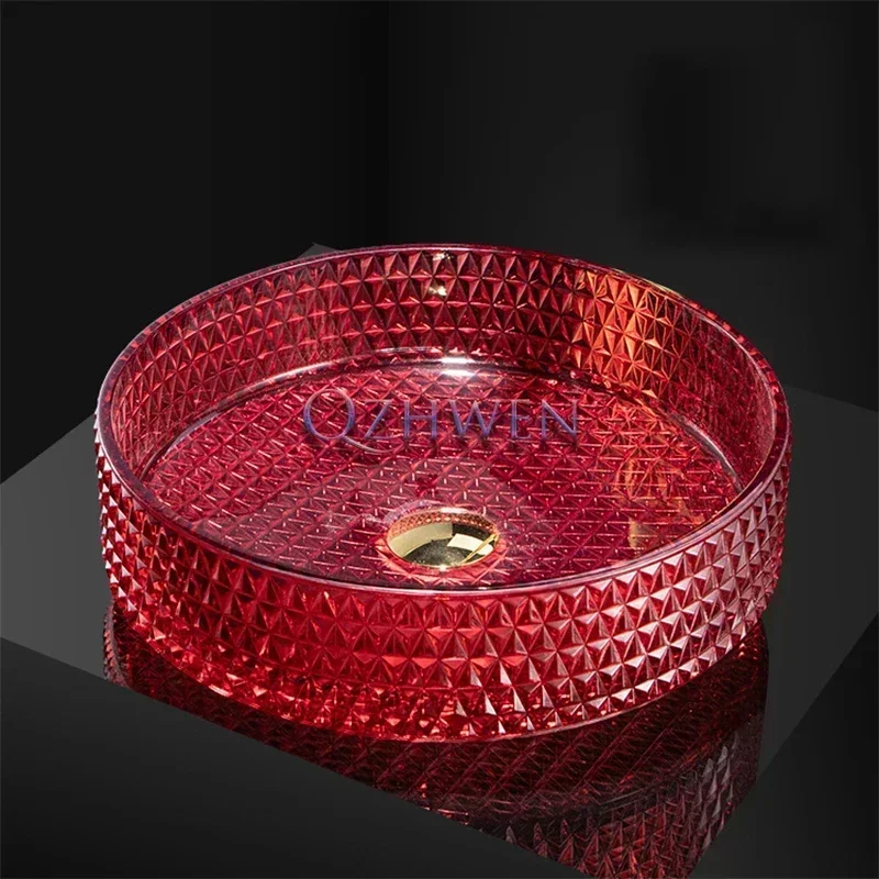 Imagem -03 - Pia de Vidro de Cristal com Torneiras Lavatório de Banheiro de Luxo Pink Countertop Art Basin Mini Bowl Redondo Lavabo