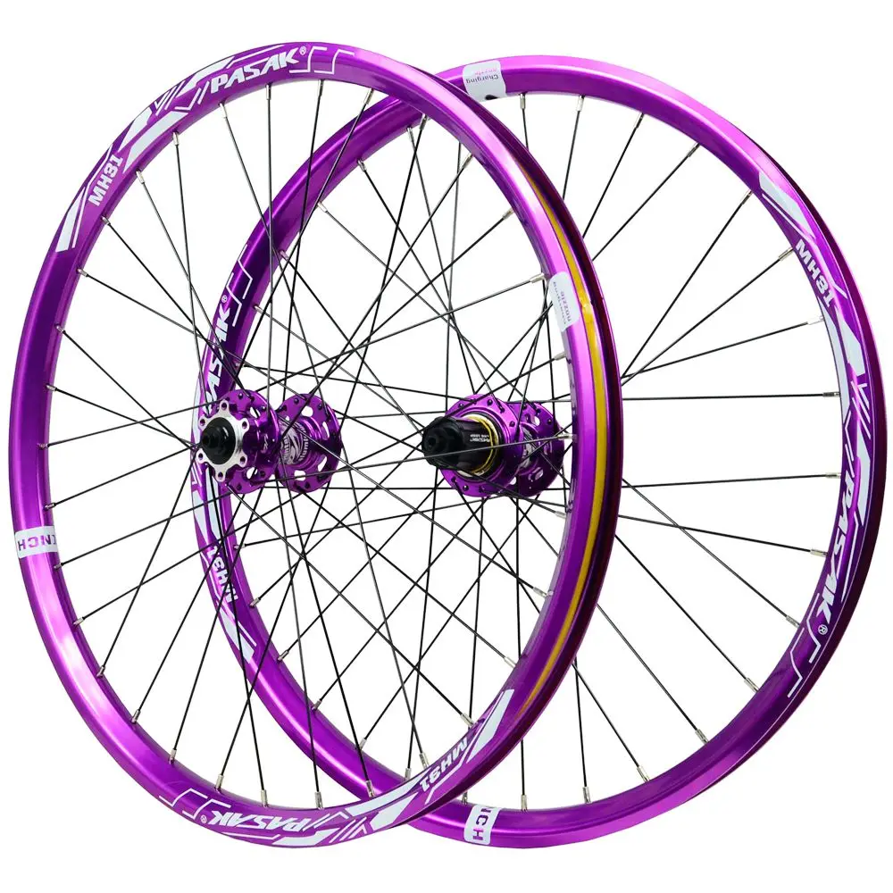 24inch MTB PURPLE Bike Wheelset AM Enduro DH 25mm Wide Rim Hub 142 Thru Axle 135 QR 6 Pawls Bicycle Wheel G3 Spokes HG MS XD