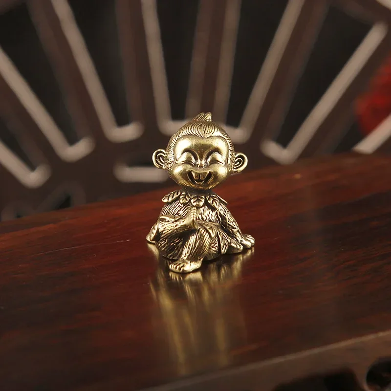 1/2pcs Brass Zodiac Monkey Small Ornament Crafts Desktop Small Ornament Handlebar
