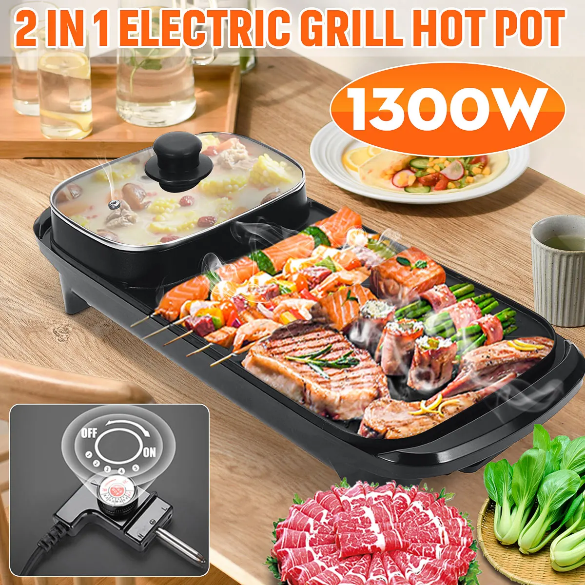 

2 In 1 Multifunction Separation Master Pot Hot Pot Fryer Grill Pan Non-Stick Grill BBQ Meal Frying Pan Barbecue Plate 22