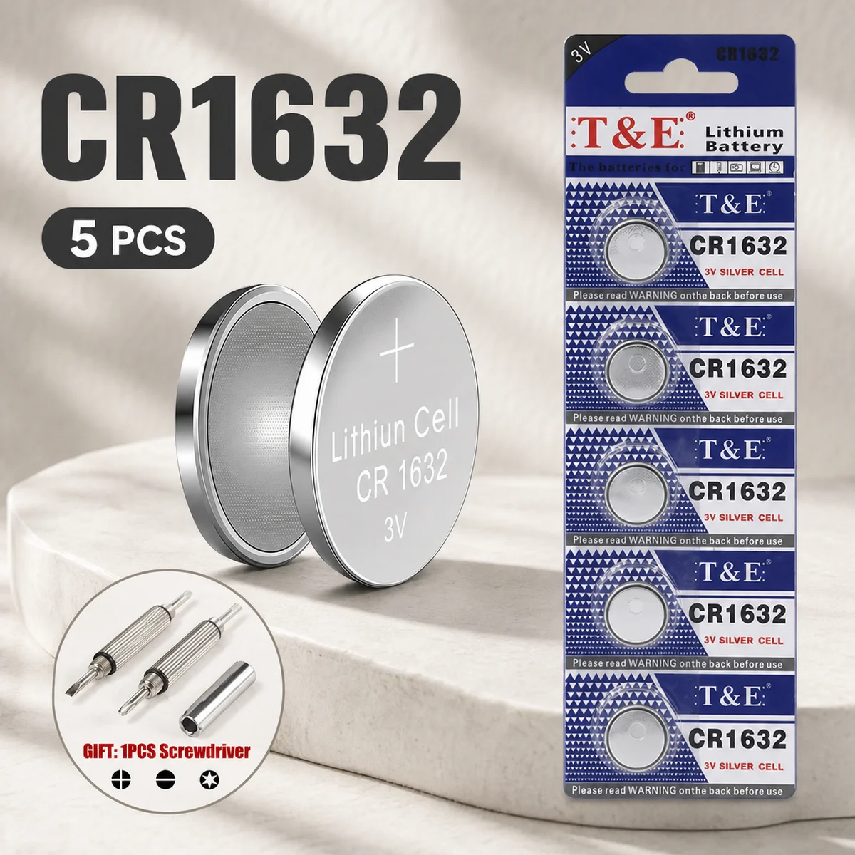 Replacement Lithium Coin Cell Battery CR1632 3V 125mAh, CR 1632 DL1632 BR1632 ECR1632 LM1632 For Watch Remote Control Key Fob