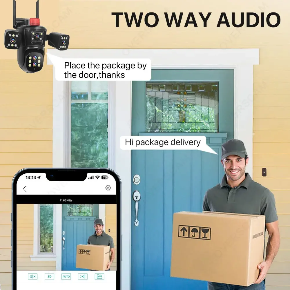 Imagem -03 - Câmera ip Ptz Wifi ao ar Livre 20mp Zoom 10x Quatro Telas 10k Ptz Cinco Lentes Detecção Humana Rastreamento Automático Vigilância Câmera de Controle Ptz