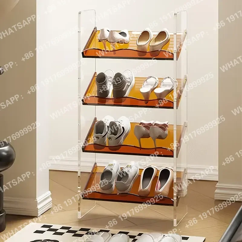 Plastic Products Acrylic Crafts Plastic Sheets- Sleek Acrylic 4-Tier Shoe Storage Shelf -for Entryway, Closet & Bedroom
