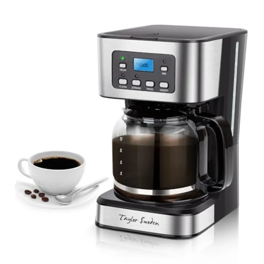 

12-Cup Programmable Coffee Maker Regular and Strong Brew Drip Coffee Machine for Home and Office Glass Carafe Pause and Serve A