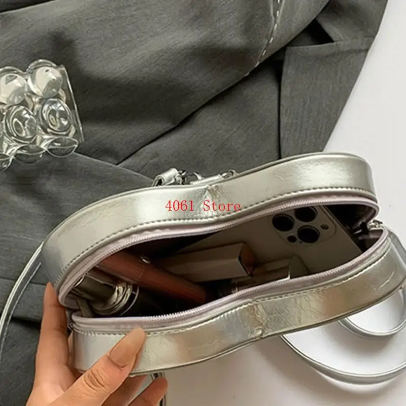 

Women Heart Shaped Shoulder Bag PU Leather Crossbody Purse Rivet Motorcycle Small Coin Purse for Girls