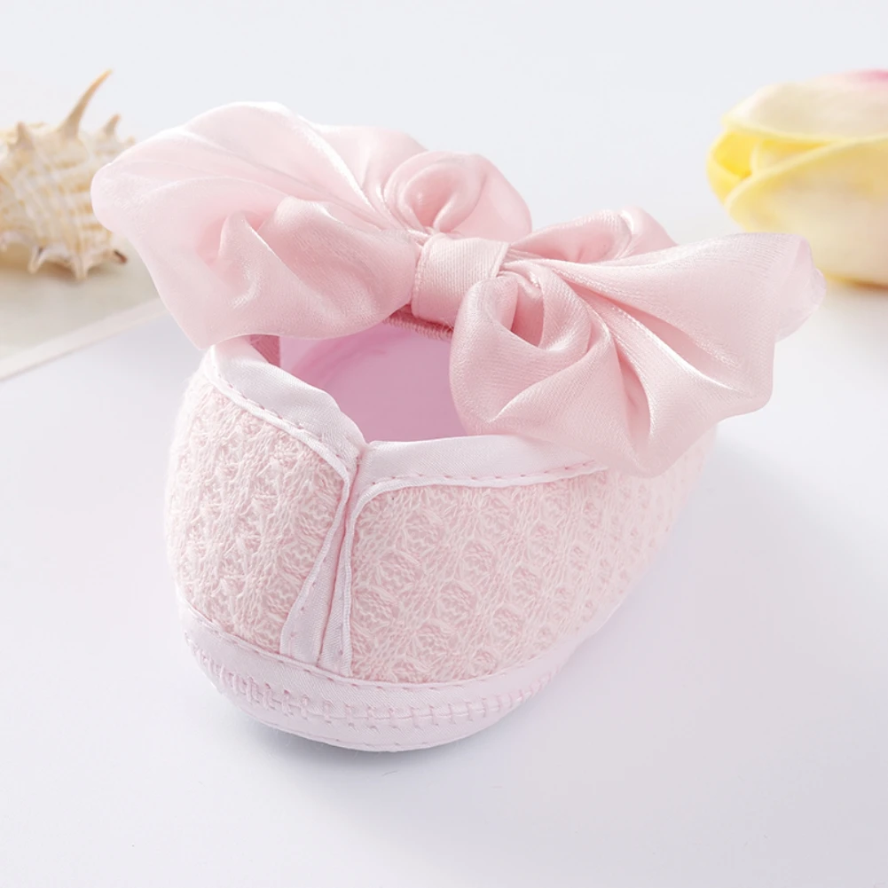 Baby Girl Shoe +Headbands Set Cute Bowknot Newborn Baby Shoes For Girls Anti-slip Floor Prewalkers Shoes Baptism Baby Gifts