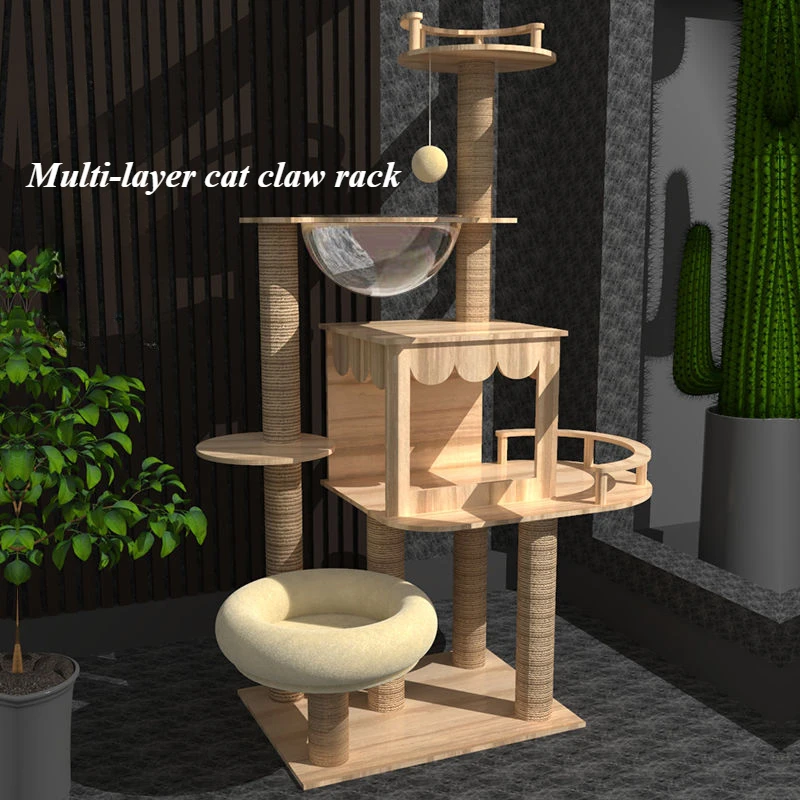 Cat Tree Toy Tower Litter Space Capsule Scratchers Board Padded Plush Cat Perch Cozy Hammock Sisal Posts Pet Product Multi-Level